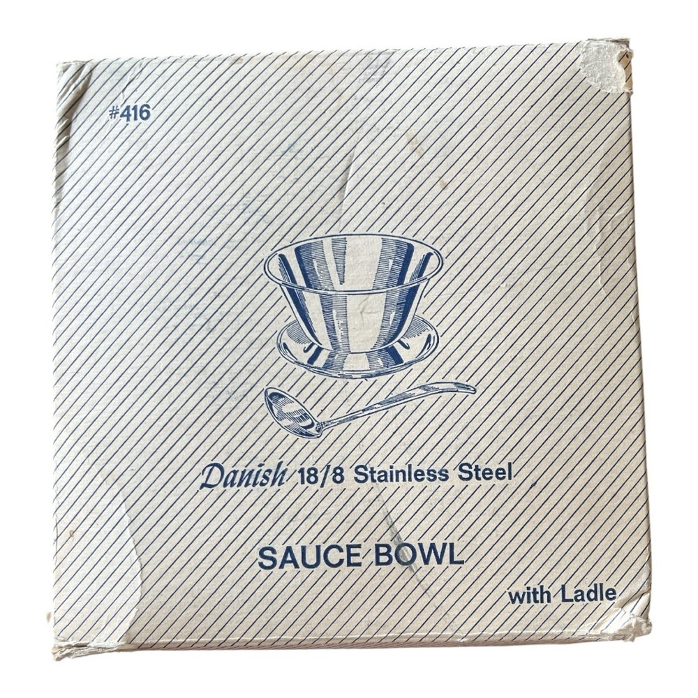 New in packaging vintage stainless steel sauce bowl with ladle